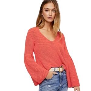 Free People Bell Sleeve Orange Sweater